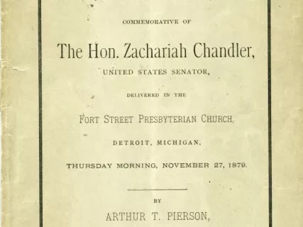 Booklet - Memorial Address Commemorative for Zachariah Chandler