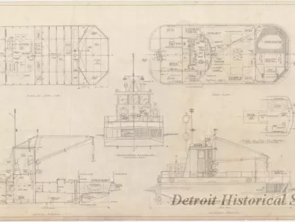 Drawing, Technical - Maryland Port Authority,
Self-Propelled Oil Recovery Barge -
General Arrangement Plans and Elevations