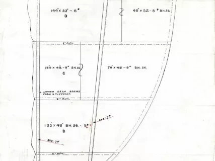 Drawing, Technical - Bulkhead at Frame 56,
Str. [Steamer] No. 66