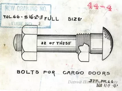 Drawing, Technical - Bolts for Cargo Doors,
Str. [Steamer] No. 66