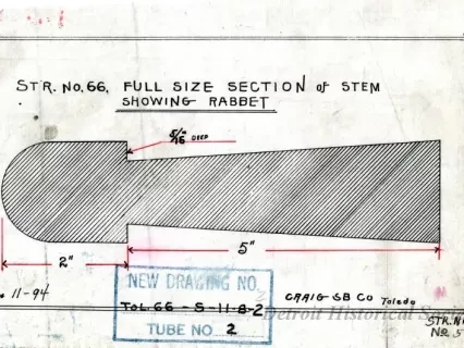 Drawing, Technical - Str. [Steamer] No. 66,
Full Size Section of Stem Showing Rabbet.