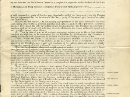 Contract - Act of March 4, 1917, Contract for the Construction of 100 Patrol Boats