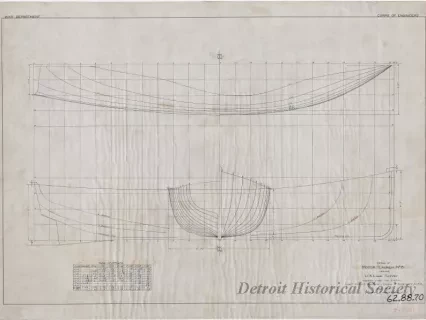 Drawing, Technical - Design of Motor Launch No. 8 for the U. S. Lake Survey