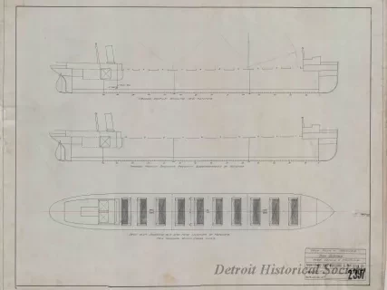 Drawing, Technical - Deck Plan & Profiles,
Str. Jupiter, Strs. Venus & Neptune