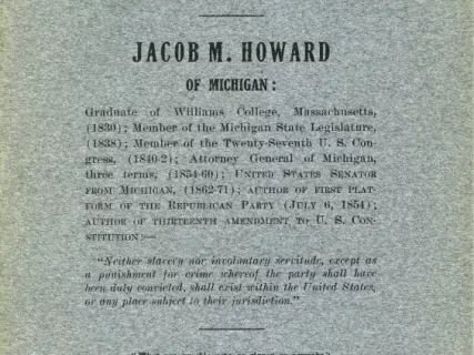 Booklet - In Memoriam, Jacob M. Howard of Michigan