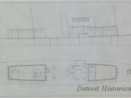 Drawing, Technical - U.S. Steamer, Margaret -
Plan Showing Proposed Steel Deckhouses,
To Replace Houses Lost in Storm of November 1, 1926