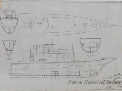 Drawing, Technical - Steamer Margaret,
Longitudinal and Transverse Sections Near Bow