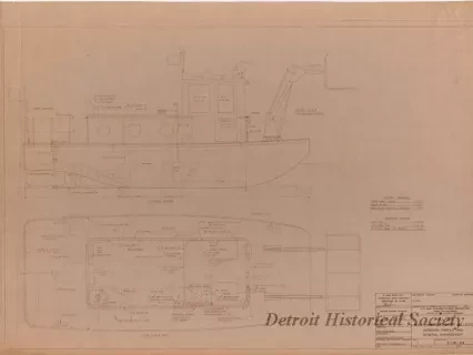 Drawing, Technical - Hull 339, Self-Propelled Drift Collector,
Outboard Profile and General Arrangement