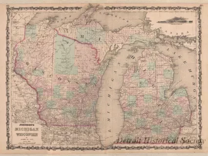 Map - Johnson's Michigan and Wisconsin by Johnson and Ward
