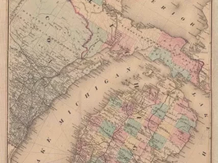 Map - Railroad and Post Office Map of Michigan