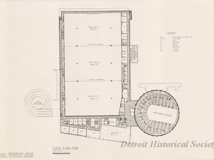 Drawing, Architectural - Third Floor Plan,
Cobo Hall - Convention Arena, 
Civic Center - City of Detroit, Michigan.