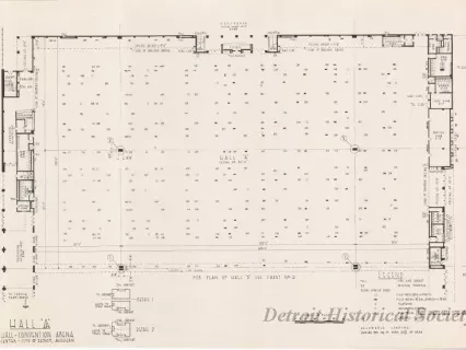 Drawing, Architectural - Hall A,
Cobo Hall - Convention Arena, 
Civic Center - City of Detroit, Michigan