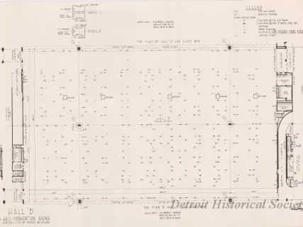 Drawing, Architectural - Hall B, 
Cobo Hall - Convention Arena, 
Civic Center - City of Detroit, Michigan