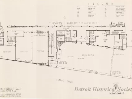 Drawing, Architectural - Meeting & Banquet Halls, 
Second Floor Plan, 
Cobo Hall - Convention Arena, 
Civic Center - City of Detroit, Michigan
