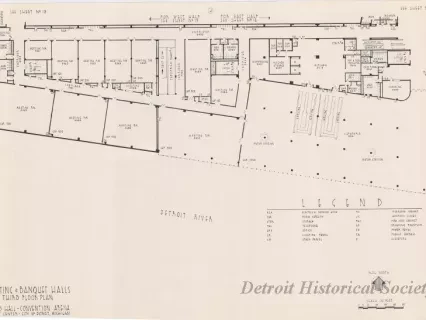 Drawing, Architectural - Meeting & Banquet Halls, 
Third Floor Plan, 
Cobo Hall - Convention Arena, 
Civic Center - City of Detroit, Michigan