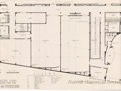 Drawing, Architectural - Meeting & Banquet Halls, 
Second Floor Plan, 
Cobo Hall - Convention Arena, 
Civic Center - City of Detroit, Michigan