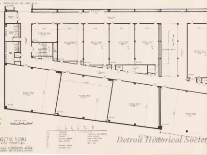 Drawing, Architectural - Cafeteria & Meeting Rooms, 
Third Floor Plan, 
Cobo Hall - Convention Arena, 
Civic Center - City of Detroit, Michigan