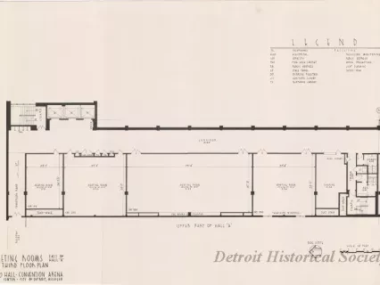 Drawing, Architectural - Meeting Rooms East of Hall A, 
Third Floor Plan,
Cobo Hall - Convention Arena
Civic Center - City of Detroit, Michigan