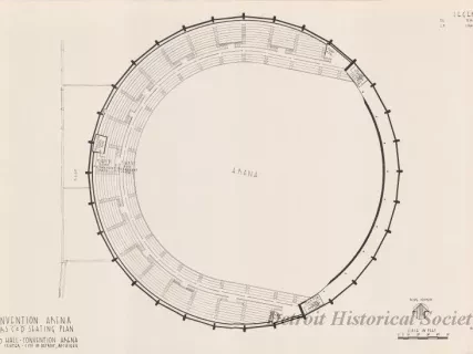 Drawing, Architectural - Convention Arena, 
Arena & Tiers C & D Seating Plan, 
Cobo Hall - Convention Arena, 
Civic Center - City of Detroit, Michigan