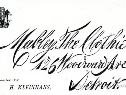 Card, Business - Mabley the Clothier