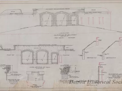 Drawing, Technical - Elevations and Sections,
New Sallyport, Fort Wayne, Michigan