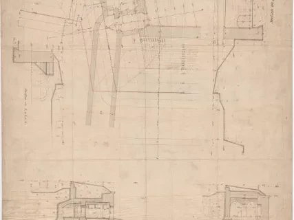 Drawing, Architectural - Fort Wayne, 
Plans & Sections Showing the Scarp Walls & Casemates 
to be Constructed at the East Bastion.