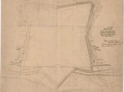 Drawing, Architectural - Fort Wayne, Sketch Showing Method of Connecting the Existing and New Glacis and Covering Masses.