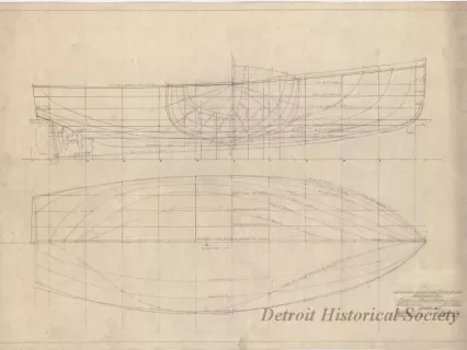 Drawing, Technical - Lines of a 25' O.A. [Overall] Work Boat