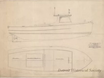 Blueprint - Preliminary Profile and Plan of a 25' x 8'-6" Work Boat