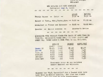 Brochure - New Sailing and Fair Schedule (Effective June 8, 1958)