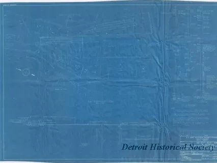 Blueprint - Detroit Boat Yard - 
Boatshed, Paving and Trackwork, 
Site Plan, Profile & Borings