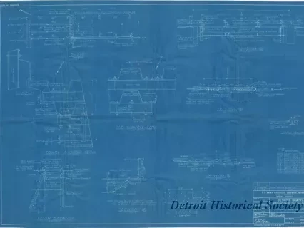 Blueprint - Detroit Boat Yard -
Modification of Existing Facilities;
Plan, Elevation, Sections and Details