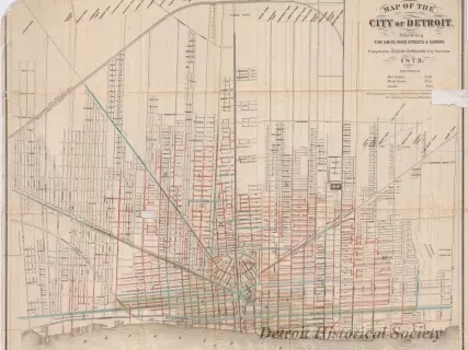 Map - Map of the City of Detroit,
Showing Fire Limits, Paved Streets & Sewers