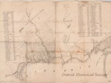 Map - Plan of Private Claims in Michigan Territory 
as Surveyed by Aaron Greeley in 1810