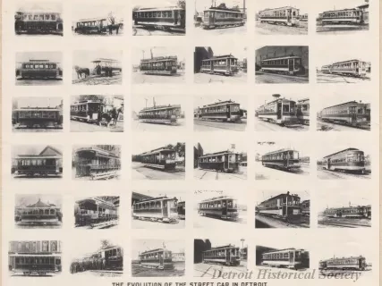Poster - The Evolution of the Street Car in Detroit 
from Horse Car to Present Time - 1921