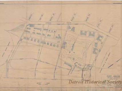 Blueprint - Fort Wayne, Detroit, Michigan -
Survey of 1927