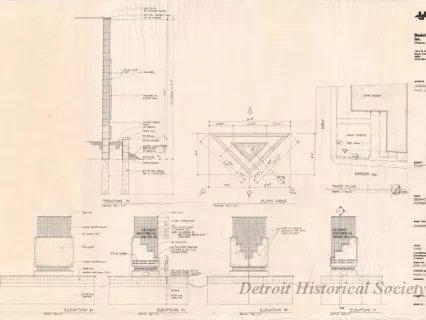 Drawing, Architectural - Detroit Historical Museum,
Pilon [Pylon] Sign, Construction Plan