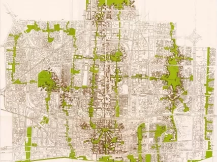 Drawing, Architectural - A Proposed Framework for the Inner City of Detroit,
Illustrating Form and Space Possibilities