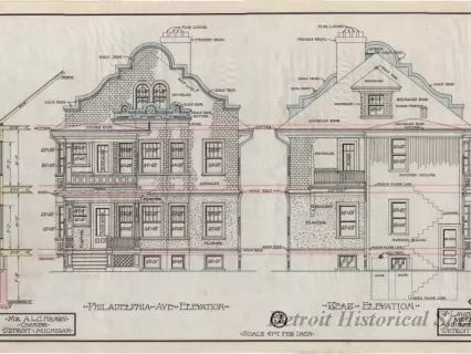 Drawing, Architectural - Philadelphia Ave. Elevation [and] Rear Elevation