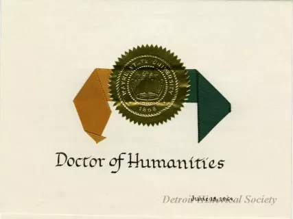 Certificate - Honorary Doctor of Humanities Certificate