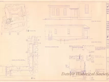 Blueprint - Historic Fort Wayne,
Visitor Center Barrier Free Ramp - 
Plans, Elevations, Details