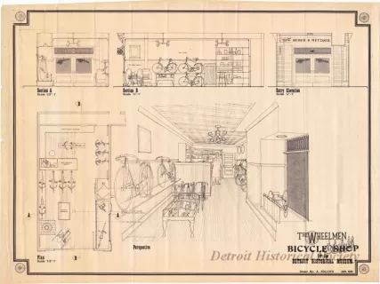 Blueprint - The Wheelmen Bicycle Shop
for the Detroit Historical Museum