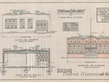 Drawing, Architectural - Factory Building for American Die Works, Detroit, Michigan;
East Side Elevation, West Side Elevation