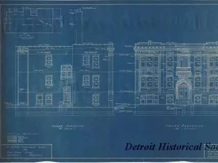 Blueprint - Alley Elevation,
Front Elevation