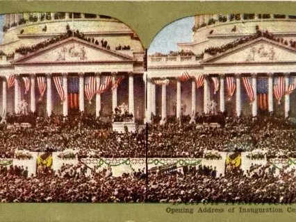 Stereograph - Opening Address of Inauguration Ceremonies