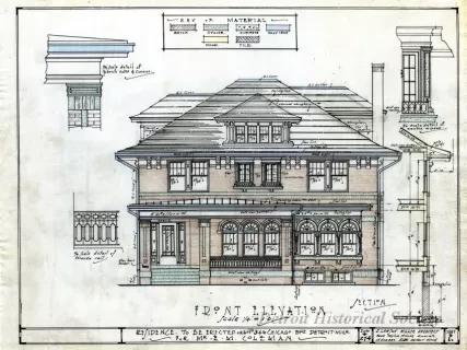 Drawing, Architectural - Residence to be Erected on Lot #346, Chicago Blvd., Detroit , Mich., 
for Mr. E. M. Coleman