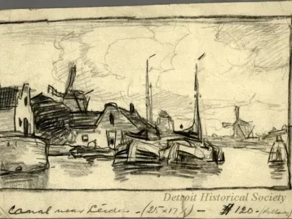 Drawing - Canal near Leiden