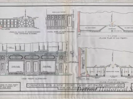 Drawing, Architectural - Drawings for a New Store Front at 704-706 Gratiot Ave. 
for Mr. Joseph Hartman