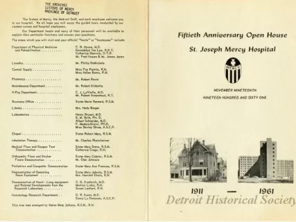 Brochure - Fiftieth Anniversary Open House, St. Joseph Mercy Hospital