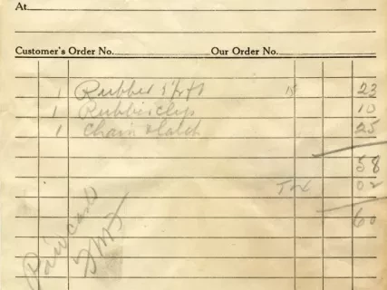 Receipt - A. J. Fisher, Inc.
Ship and Yacht Model Fittings